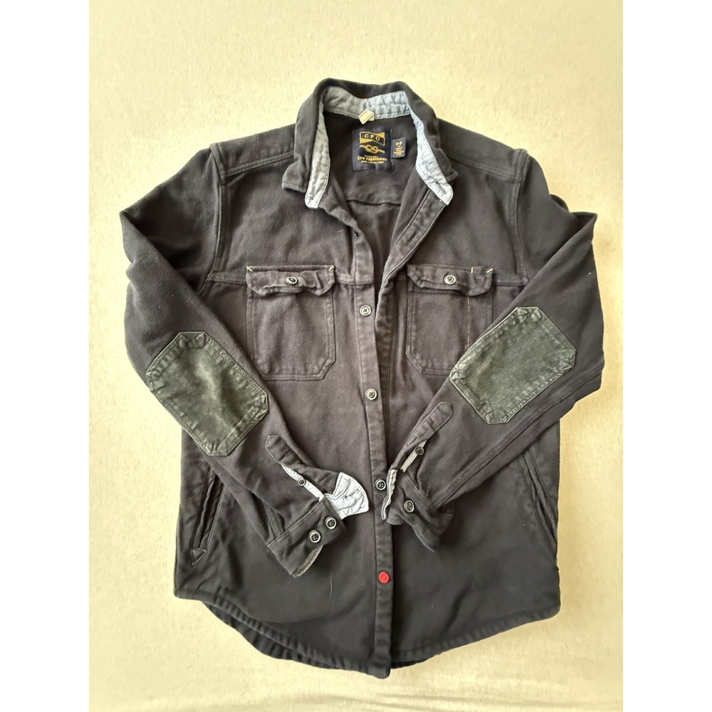 Shipmen Supply Cpo Provisions Men's Black Button Up Thick Flannel Elbow Patches